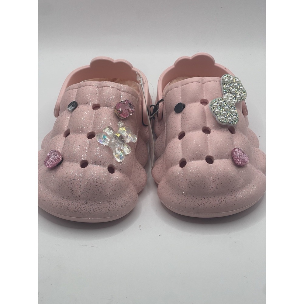 Classic Clog Girls Size 6 Toddler Rose Pink Sparkle‎ Slip On Shoe BinC